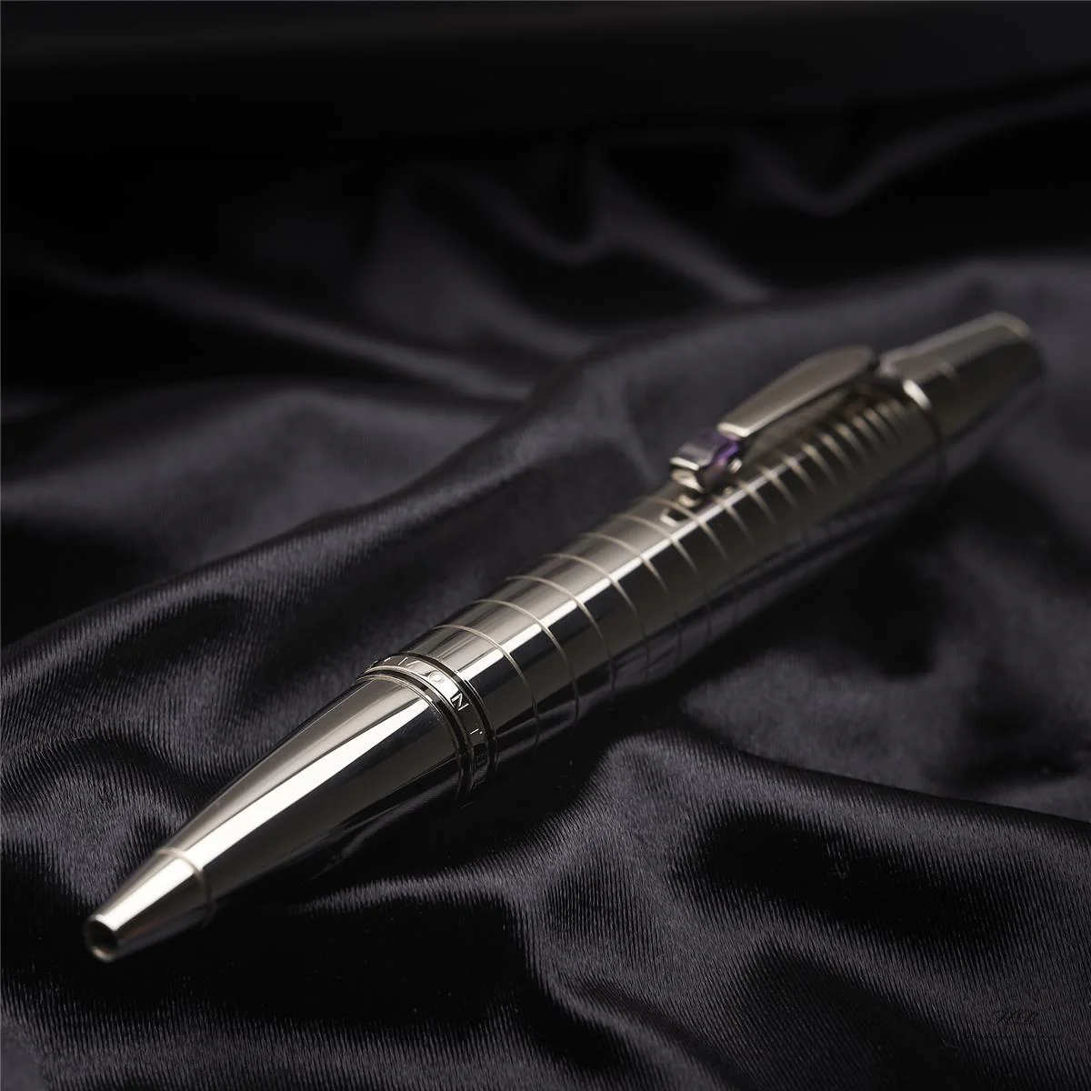Montblanc Boheme Platinum Plated Radial Steel Amethyst Kugelschreiber 25292 OVP - Image 3
