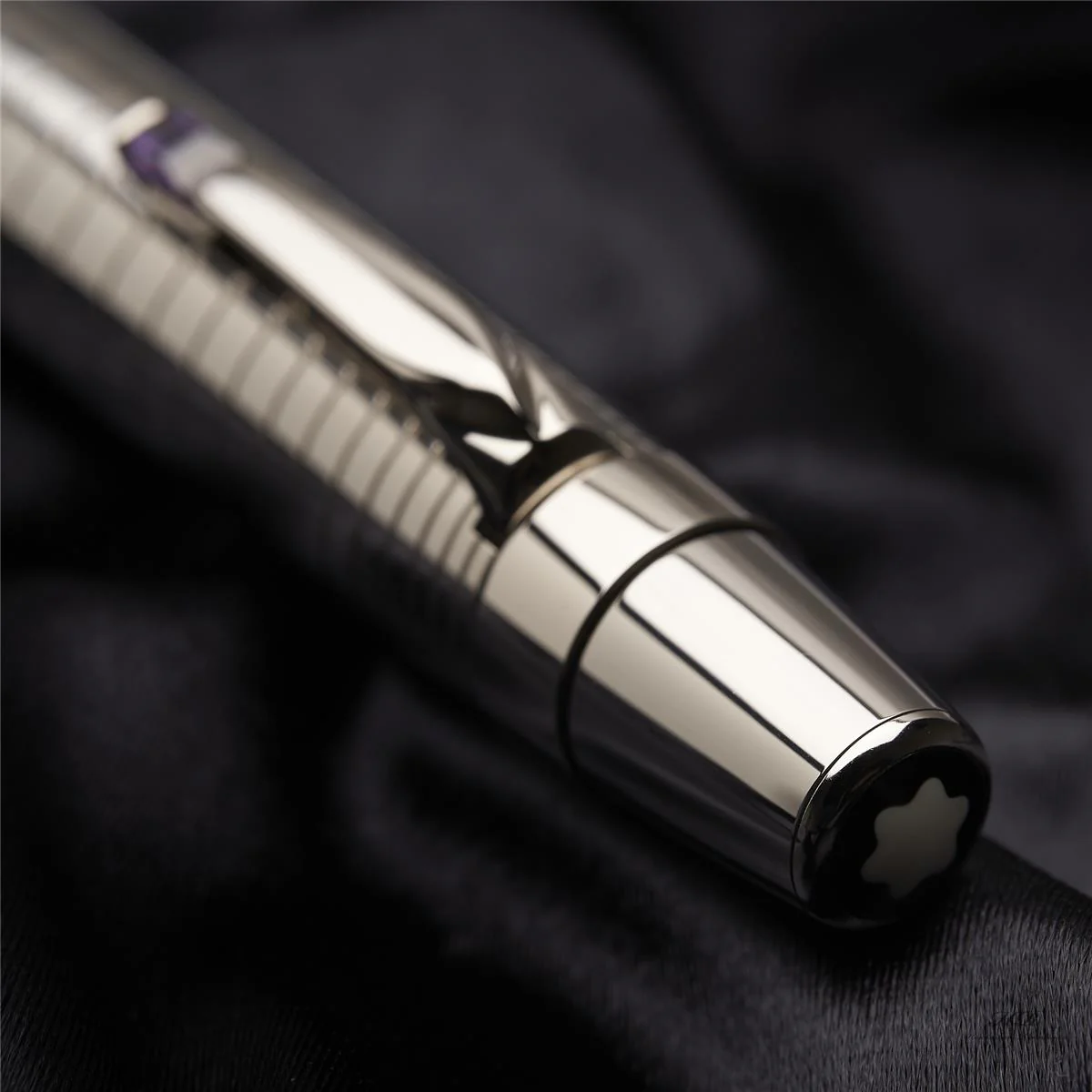 Montblanc Boheme Platinum Plated Radial Steel Amethyst Kugelschreiber 25292 OVP - Image 5