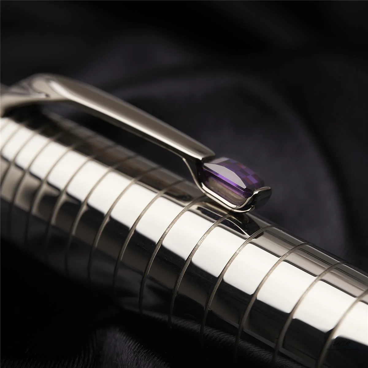 Montblanc Boheme Platinum Plated Radial Steel Amethyst Kugelschreiber 25292 OVP - Image 6