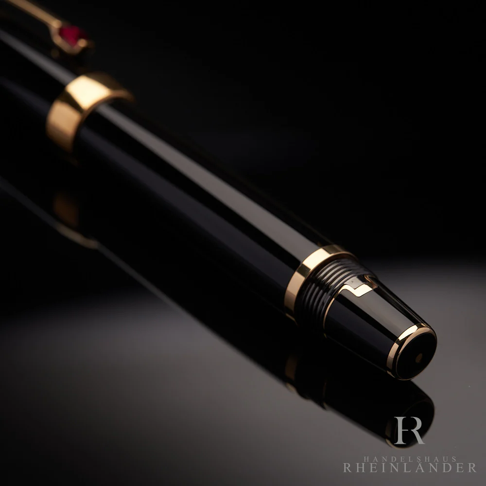 Montblanc Boheme Rouge Line Edelharz Schwarz Gold Füllfederhalter ID 03665 OVP - Image 3