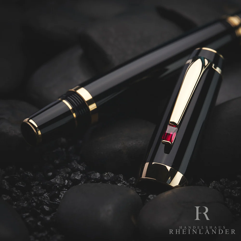Montblanc Boheme Rouge Gold Line Rollerball Fineliner Black Resin ID 25300 OVP - Image 6