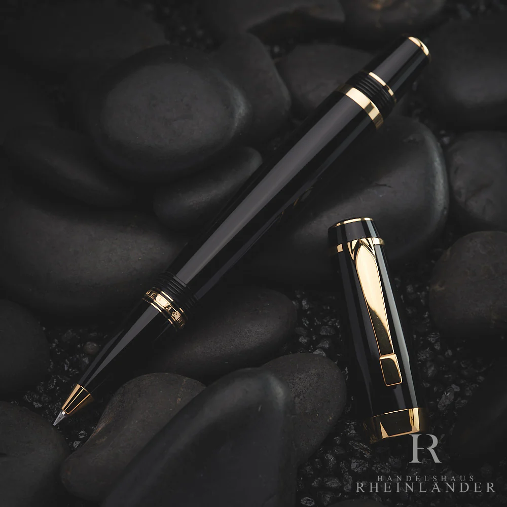 Montblanc Boheme Gold Line Rollerball Fineliner Black Resin Edelharz 25320 OVP - Image 2