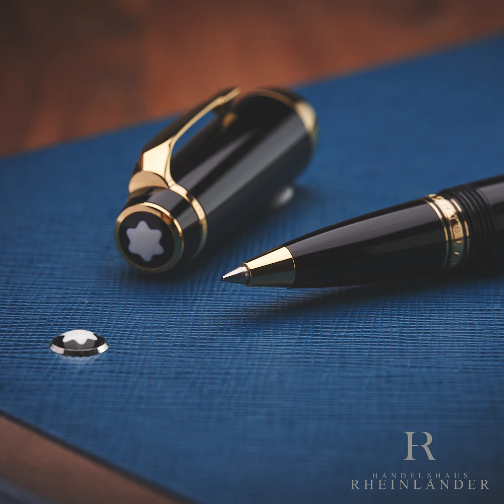 Montblanc Boheme Gold Line Rollerball Fineliner Black Resin Edelharz 25320 OVP - Image 6