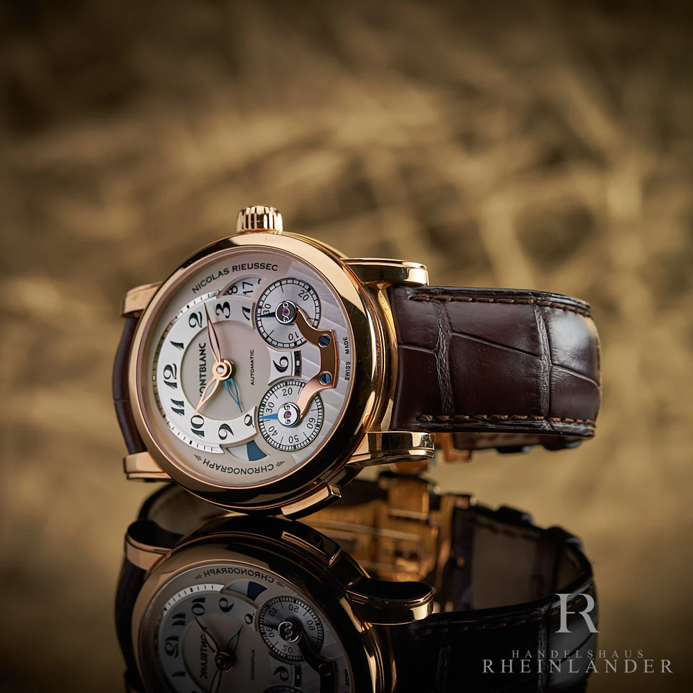 Montblanc Star Rieussec Solid Red Gold Chronograph Beige Dial 43mm 104271 - Image 3