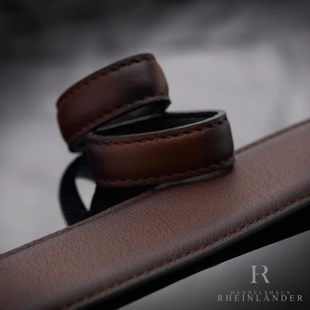 Montblanc Classic Line Stainless Steel Brown Sfumato Leather Belt ID 118416 OVP - Image 4