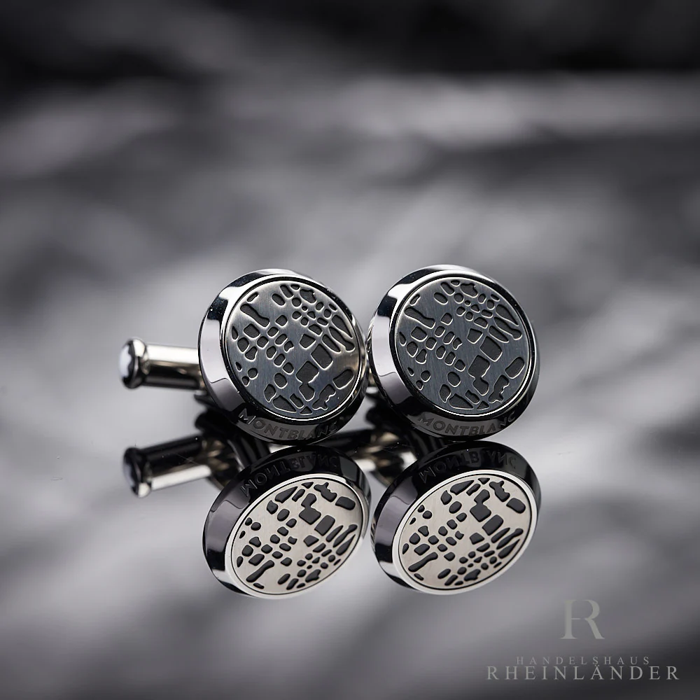 Montblanc Mens Jewellery Cufflinks Stainles Steel Black PVD Dot Pattern 126101