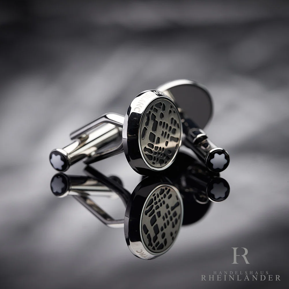 Montblanc Mens Jewellery Cufflinks Stainles Steel Black PVD Dot Pattern 126101 - Image 3
