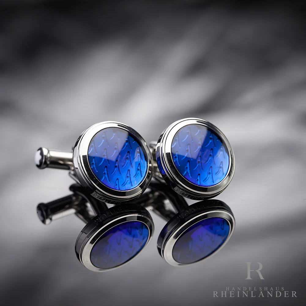 Montblanc Mens Accessories Le Petit Prince Cufflinks Steel Glass Blue 118594