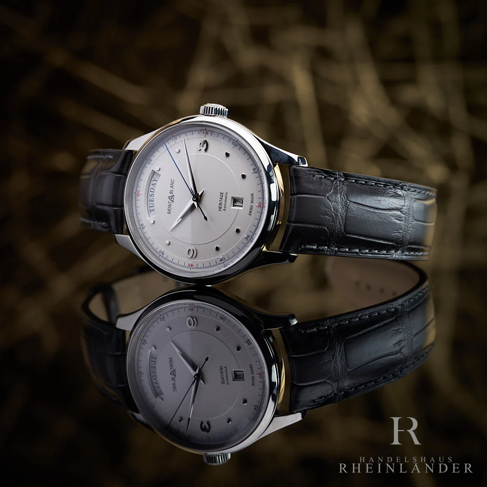 Montblanc Heritage Steel 39mm Automatic Day Date Dornschließe Armbanduhr 119947 - Image 3