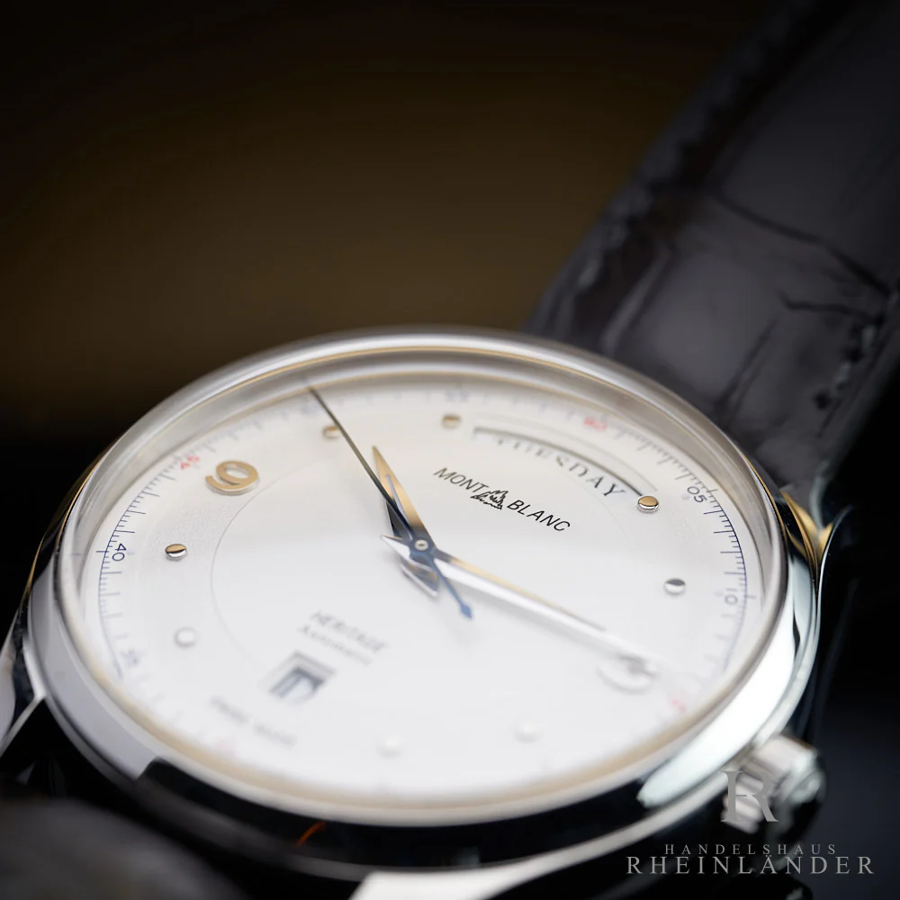 Montblanc Heritage Steel 39mm Automatic Day Date Dornschließe Armbanduhr 119947 - Image 7