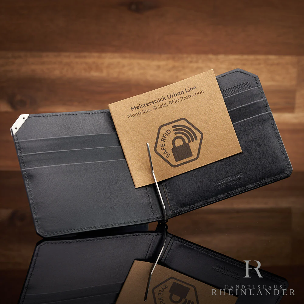 Montblanc Leather Goods Urban Spirit 6 CC Wallet Black Money Clip ID 124092 - Image 2