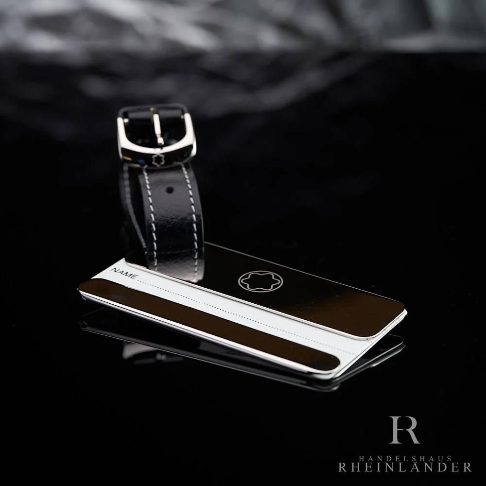 Montblanc Lifestyle Accessories Luggage Tag Black Leather Holder ID 113726 - Image 2