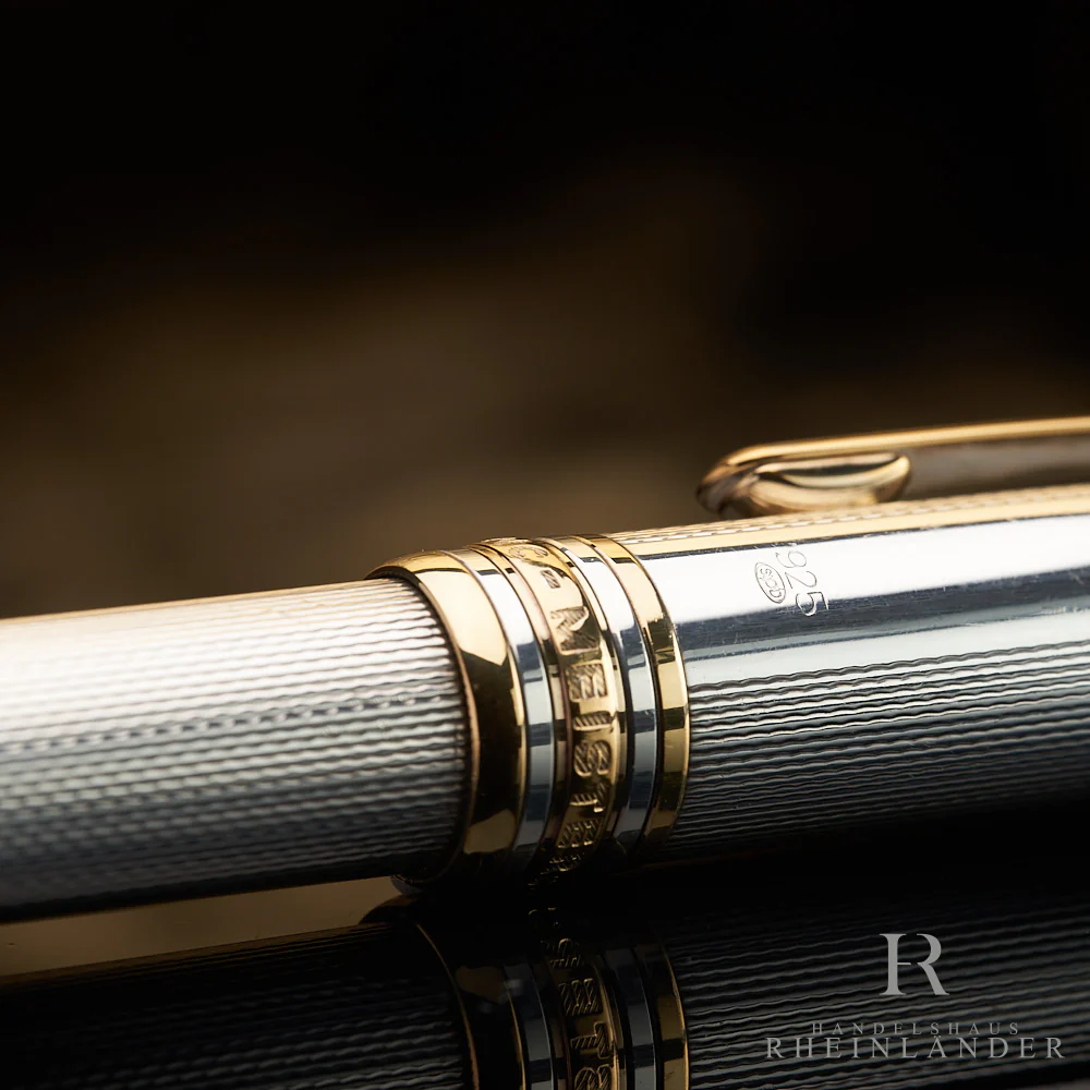Montblanc Meisterstück Solitaire Sterling Silver Barleycorn Ballpoint Pen 1646 - Image 5