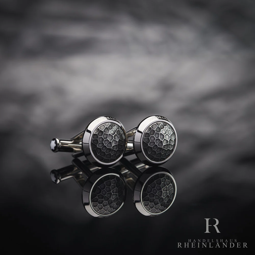 Montblanc Mens Accessories Cufflinks Sartorial Steel Round Martele ID 124207 - Image 2