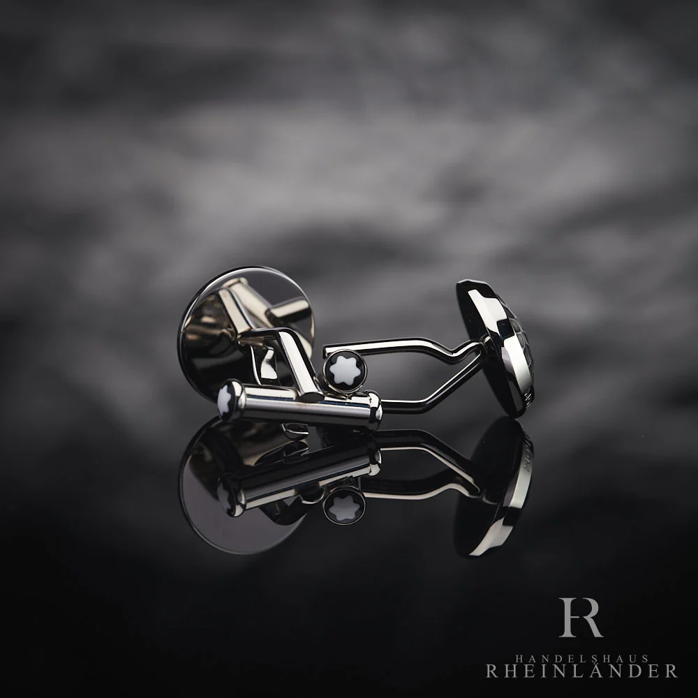 Montblanc Mens Accessories Cufflinks Sartorial Steel Round Martele ID 124207 - Image 3