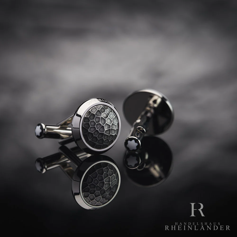 Montblanc Mens Accessories Cufflinks Sartorial Steel Round Martele ID 124207 - Image 4