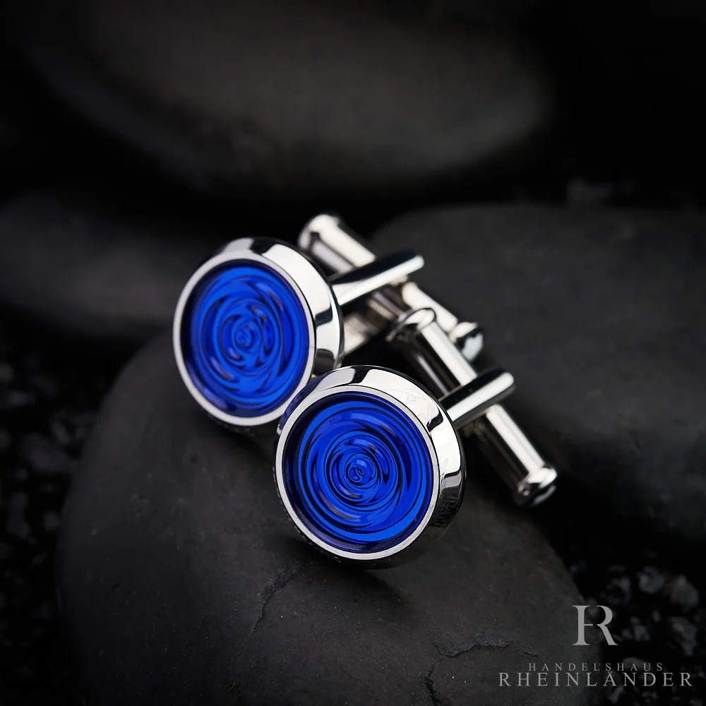Montblanc Mens Accessories Cufflinks Stainless Steel Blue Raindrop ID 116655 OVP