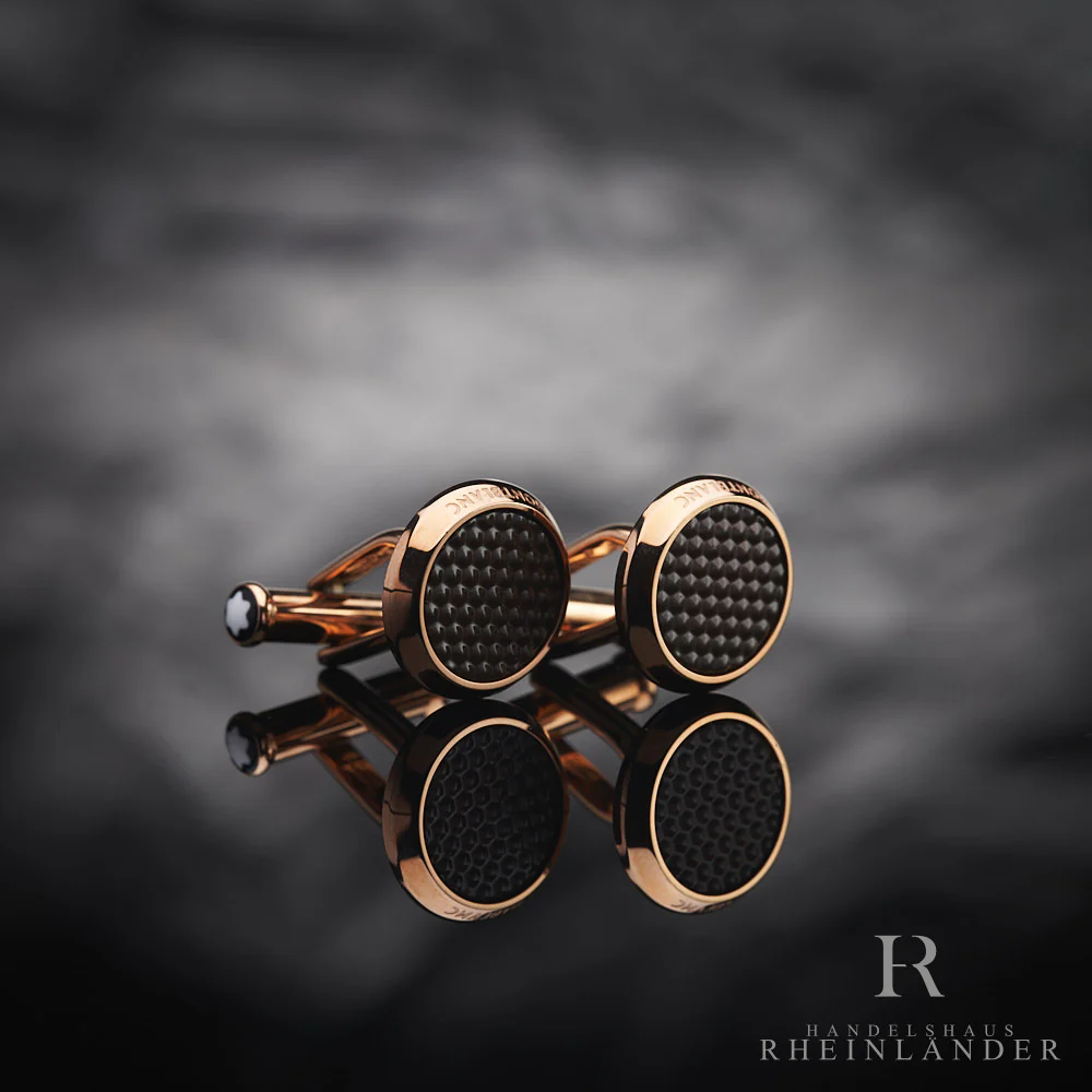 Montblanc Mens Accessories Meisterstück Cufflinks Steel Red Gold PVD ID 118603