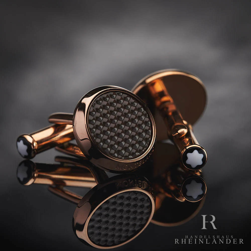 Montblanc Mens Accessories Meisterstück Cufflinks Steel Red Gold PVD ID 118603 - Image 2