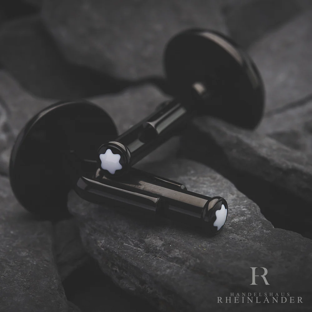 Montblanc Mens Jewellery Cufflinks Calligraphy Stainless Steel Black PVD 124209 - Image 3