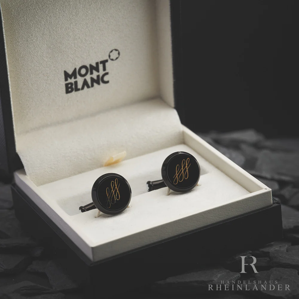 Montblanc Mens Jewellery Cufflinks Calligraphy Stainless Steel Black PVD 124209 - Image 4