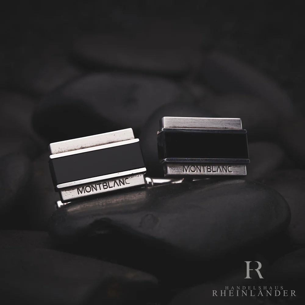 Montblanc Mens Jewellery Silver Collection Cufflinks Silver Resin Inlay 101395 - Image 2