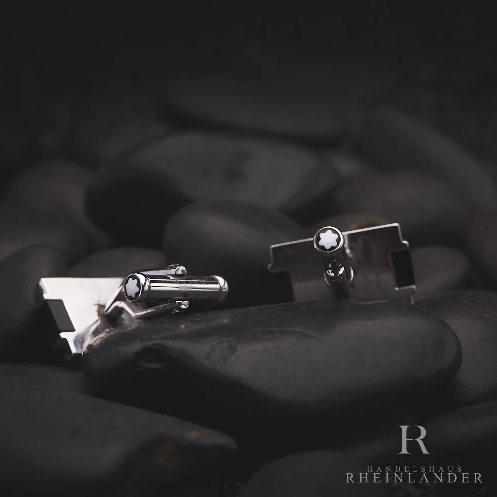 Montblanc Mens Jewellery Silver Collection Cufflinks Silver Resin Inlay 101395 - Image 3