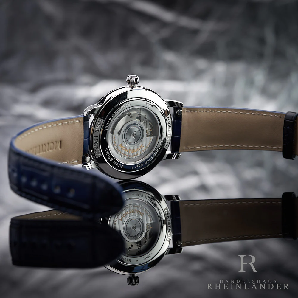 Montblanc Star Legacy Steel Moon Phase 42mm Automatic Blue Watch Uhr 130967 - Image 5