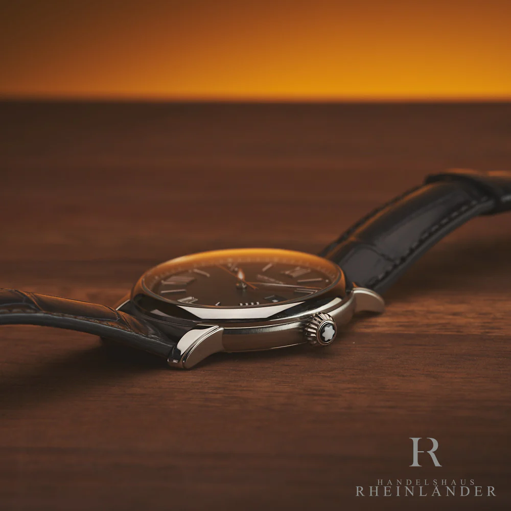 Montblanc Star Legacy Steel 43mm Automatic Watch Grey Dial Leather Strap 126105 - Image 3