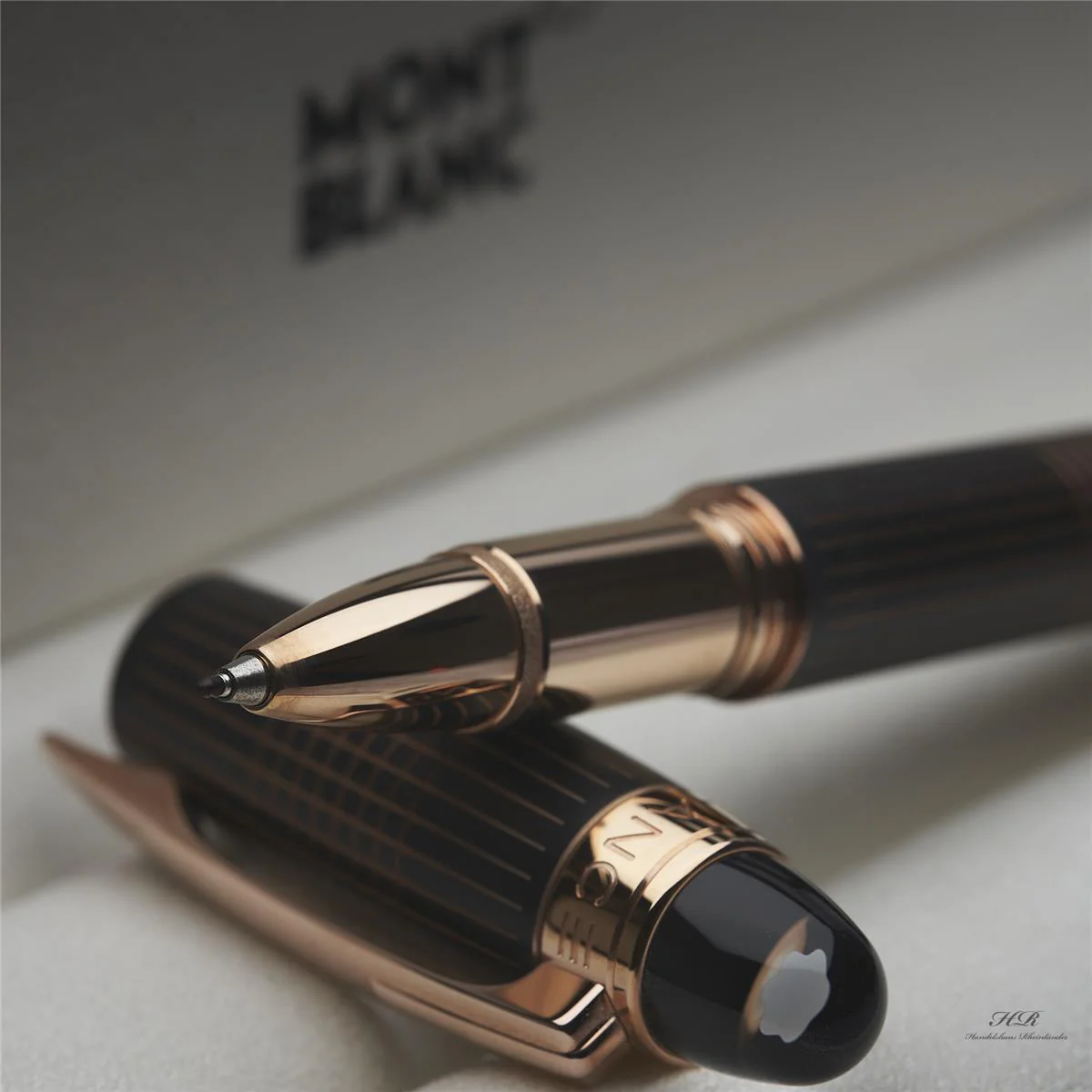 Montblanc Starwalker Red Gold Metal Line Roller Ball Fine Liner ID 106868 OVP - Image 6